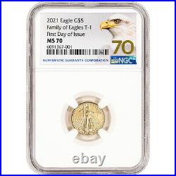 2021 American Gold Eagle 1/10 oz $5 NGC MS70 First Day of Issue Grade 70 Label