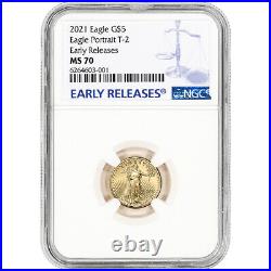 2021 American Gold Eagle Type 2 1/10 oz $5 NGC MS70 Early Releases