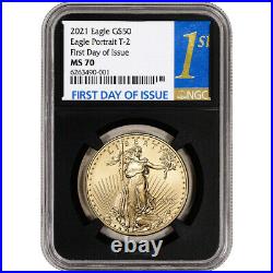 2021 American Gold Eagle Type 2 1 oz $50 NGC MS70 First Day Issue 1st Black