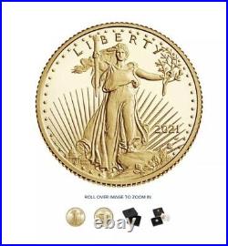 2021-W 1/10 American Eagle One-Tenth Ounce Gold Proof Coin (21EEN)Type 2