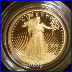 2021-W 1/10 oz Gold American Eagle One-Tenth Ounce Proof Coin Type 2 T-2 OGP