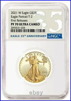 2021 W 1/2 oz Proof American Gold Eagle NGC PF70 Half Ounce G$25 PR70 Type 2 T2