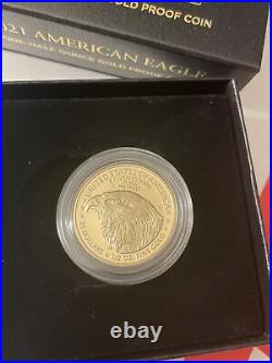 2021-W $25 1/2 oz. American Eagle ONE HALF Gold Proof Coin TYPE 2 = 21ECN =