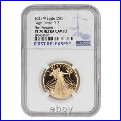 2021-W $25 American Gold Eagle NGC PF70UCAM First Releases Type 2 1/2 oz Proof