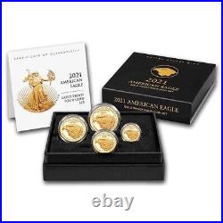 2021-W 4-Coin Proof American Gold Eagle Set (Type 2) (Box & COA)