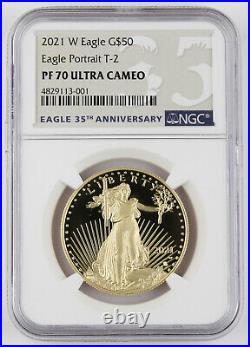 2021 W $50 1 Oz GOLD AMERICAN EAGLE PROOF COIN Portrait Type 2 NGC PF70 UC RARE