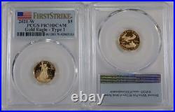 2021-W $5 1/10th oz. Type 1 Proof Gold Eagle PCGS PR70DCAM First Strike 42065183