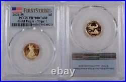 2021-W $5 1/10th oz. Type 1 Proof Gold Eagle PCGS PR70DCAM First Strike 42065215