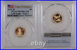 2021-W $5 1/10th oz. Type 1 Proof Gold Eagle PCGS PR70DCAM First Strike 42065217