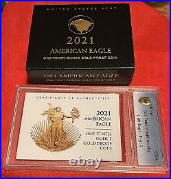 2021-W $5 Gold Eagle Type 2 First Strike, DCAM PR70DC With Graded COA