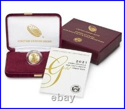 2021 W American Gold Eagle Proof 1/10th oz $5 in OGP Type 1
