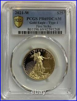 2021 W American Gold Eagle Proof 1/2 oz $25 PCGS PR69DCAM With OGP