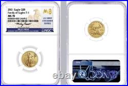 2021 W G$5 1/10oz GOLD EAGLE TYPE 1 MS70 MILEY FROST (DESIGNER) SIGNED- POP 114