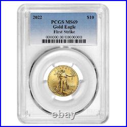 2022 $10 American Gold Eagle 1/4 oz PCGS MS69 FS Blue Label