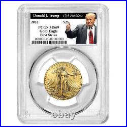 2022 $25 American Gold Eagle 1/2 oz PCGS MS69 FS Trump 45th President Label