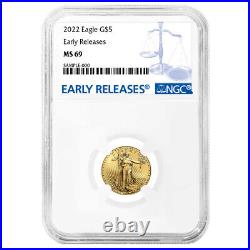 2022 $5 American Gold Eagle 1/10 oz NGC MS69 ER Blue Label