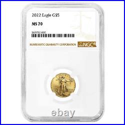 2022 $5 American Gold Eagle 1/10 oz NGC MS70 Brown Label