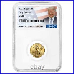 2022 $5 American Gold Eagle 1/10 oz NGC MS70 ER Trump Label