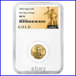 2022 $5 American Gold Eagle 1/10 oz NGC MS70 FDI ALS Label