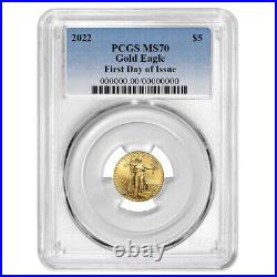 2022 $5 American Gold Eagle 1/10 oz PCGS MS70 FDOI Blue Label