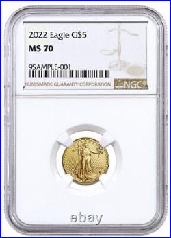 2022 $5 Gold American Eagle 1/10 oz NGC MS70 Brown Label