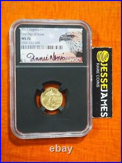 2022 $5 Gold Eagle Ngc Ms70 First Day Of Issue Fdi Jennie Norris Signed Label