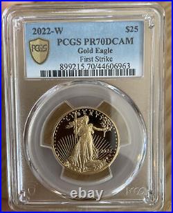 2022-W $25 Gold American Eagle PCGS PR70DCAM First Strike 1/2 oz coin 22EC