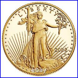 2022-W Proof $5 American Gold Eagle 1/10 oz Box, OGP & COA