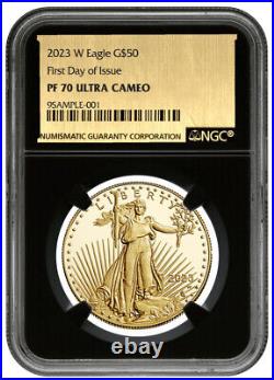 2023 $50 1-oz American Gold Eagle NGC PF70 BC FDI Gold Foil