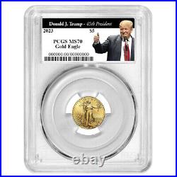 2023 $5 American Gold Eagle 1/10 oz PCGS MS70 Trump 45th President Label