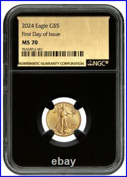 2024 $5 1/10-oz American Gold Eagle NGC MS70 FDI Gold Foil BC PRESALE