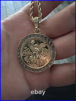 20mm American Eagle Coin Mounted Without Chain Pendant 14k Yellow Gold Plated