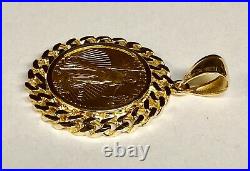 22K 1/2 OZ US American Eagle Coin -14K Yellow Gold Curb Chain Link PENDANT