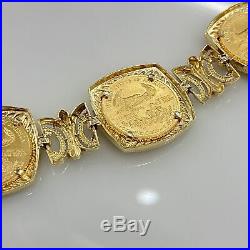 22K Gold 5 Coin American Eagle Liberty 14K Bracelet Estate Mens Ladies Vintage