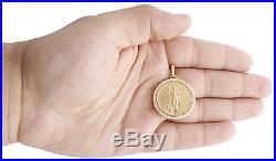22K Gold American Eagle Liberty Coin 1/4 Oz. Diamond Mounting Pendant 1.06 CT