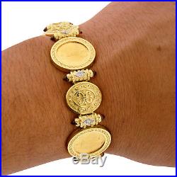 22K Gold Coin American Eagle 14K Bracelet Estate Diamond Bullet Link Mens Ladies