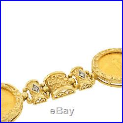 22K Gold Coin American Eagle 14K Bracelet Estate Diamond Mens Ladies Etruscan
