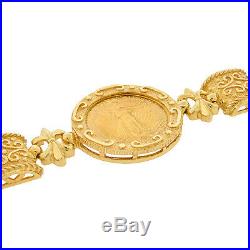 22K Gold Coin American Eagle 14K Bracelet Estate Mens Ladies Byzantine Link
