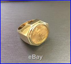 22K gold American Eagle Coin on 14K gold Ring EJR35005