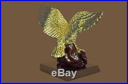 24KT Gold Silver Plated Bronze American Bald Eagle Sculpture Statue Figurine