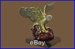 24KT Gold Silver Plated Bronze American Bald Eagle Sculpture Statue Figurine
