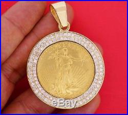 3 Cts White Diamond mounted on 24K American Eagle 1oz Gold Coin Pendant ASAAR