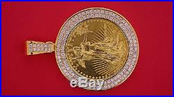 3 Cts White Diamond mounted on 24K American Eagle 1oz Gold Coin Pendant ASAAR