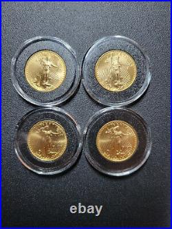 (4) 1999 1/4 Oz Gold American Eagle $10 Bullion Gold Coin BU UNC withAirtites