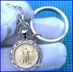 $5 Gold Eagle (2022) 1/10th Ounce BU ALL S925 Sterling Silver Keychain