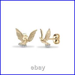 9ct Yellow 3pts Diamond American Eagle Earrings