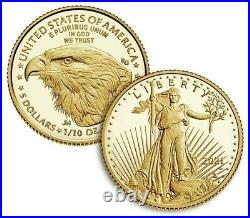 AMERICAN EAGLE 2021 One-Tenth Ounce Gold Two-Coin Set Designer Edition (in hand)