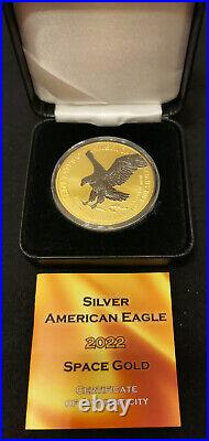 AMERICAN EAGLE Space Gold Edition 1oz Silver Coins $1 2022 Gold Black Empire