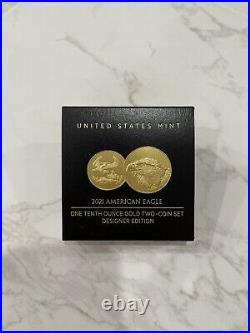 American Eagle 2021 One-Tenth Ounce Gold Two-Coin Set Designer Edition 21XK 1/10