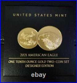 American Eagle 2021 One-Tenth Ounce Gold Two-Coin Set Designer Edition SHIPS NOW